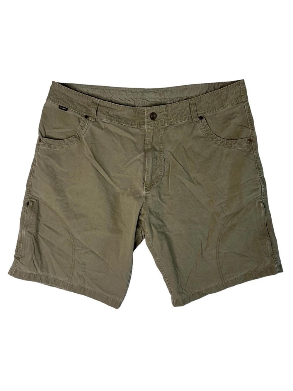 Men's Kuhl Vintage Patina Dye Ramblr Cargo Utility Shorts Size 40 Light Brown
